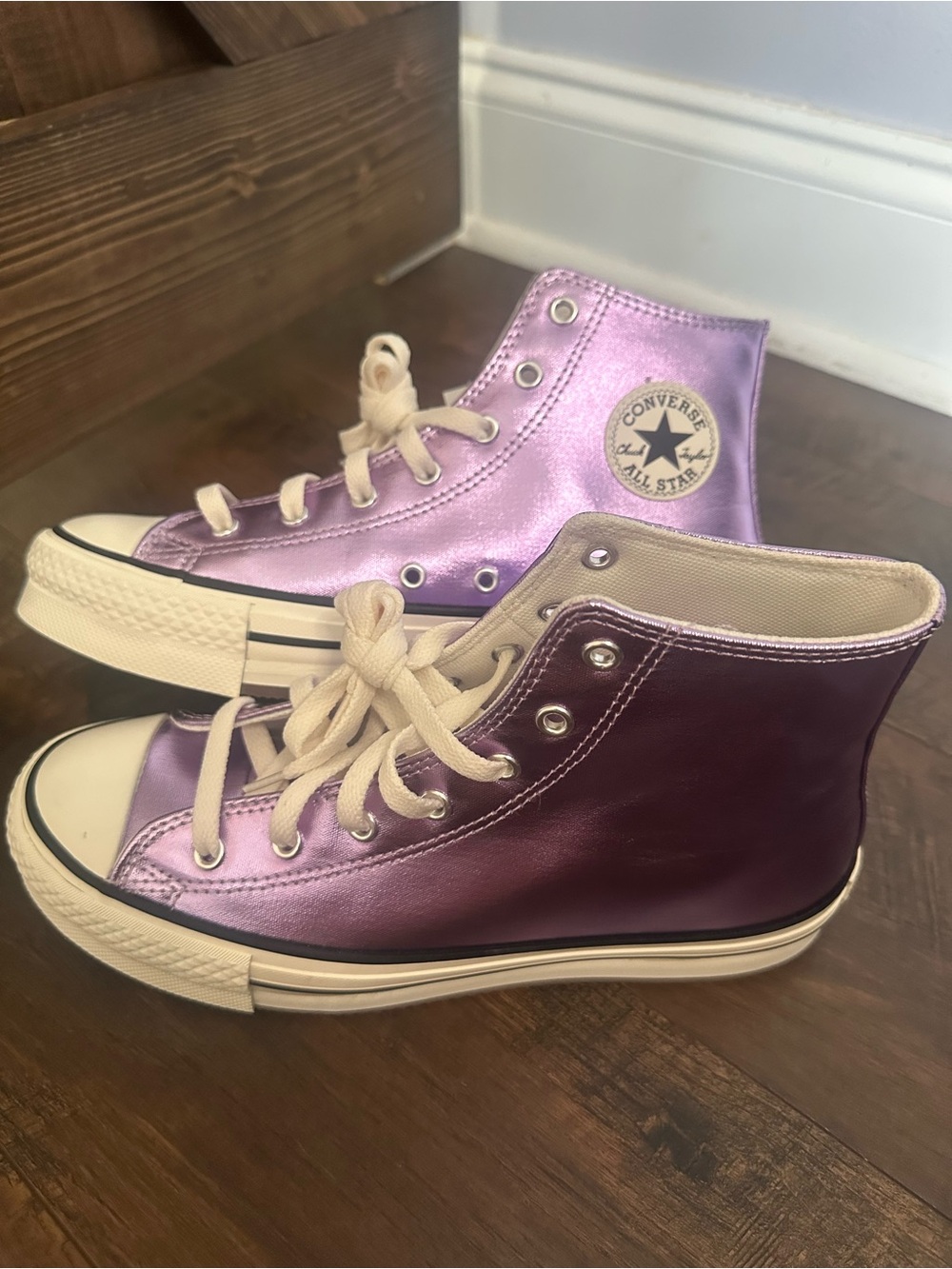 Converse Metallic Lavender and Deep Plum High-Top Sneakers